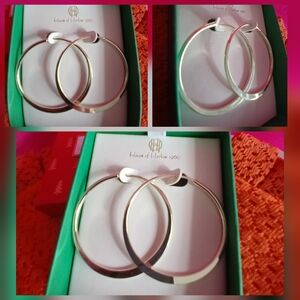 🔥NIB House of Harlow Sterling Silver Hoop Earrings 2" Length & FREE GIFT